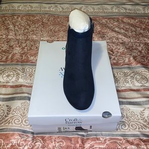 Brand New Navy Wedge Boots Size 8.5